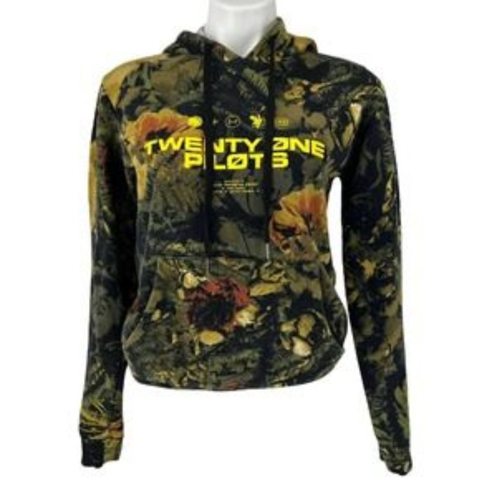 Twenty One Pilots Green Floral Camo Long Sleeve Hooded Tour Gear Sweatshirt S